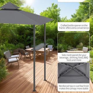 Sunvega Double Roof Grill Gazebo with Weather Resistant Canopy and Storage Shelves