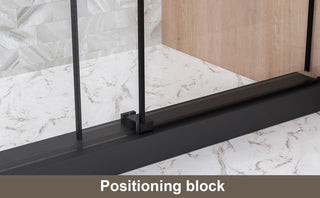 Sunvega Frameless Single Sliding Shower Door with Clear Tempered Glass and Matte Black Finish