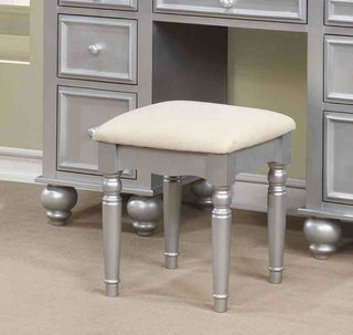 Sunvega Silver Transitional Vanity Set with Stool and 3-Sided Mirror