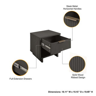 Sunvega Modern Contemporary Glam Nightstand with Gold Steel Handles for Bedroom