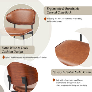 Sunvega Italian Mid-Century Modern Dining Chairs Set of 2 with PU Leather Seating