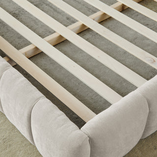Sunvega King Size Upholstered Bed Frame with Thick Chenille Fabric Headboard