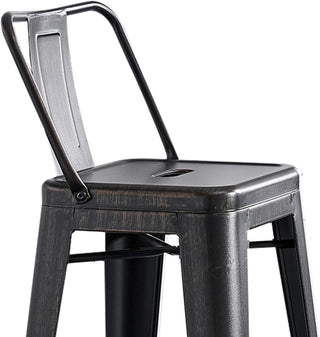 Sunvega Industrial Metal Barstools with Bucket Back and 4 Leg Design Set of 2