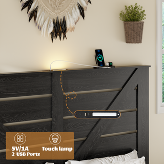 Sunvega Full Size Metal Platform Bed Frame with Headboard and Under Bed Storage