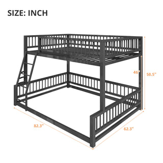 Sunvega Heavy Duty Twin XL over Queen Metal Bunk Bed Frame with Safety Guardrails