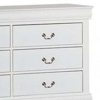 Sunvega Ryla White Solid Wood Wide Dresser with Six Drawers and Nickel Handles