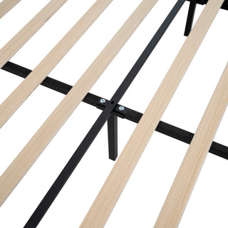 Sunvega King Size Bed Frame with High Back Upholstered Headboard and Boucle Fabric