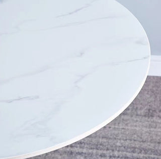 Sunvega Modern Round Dining Table with MDF Top and Sturdy Steel Base for Kitchen