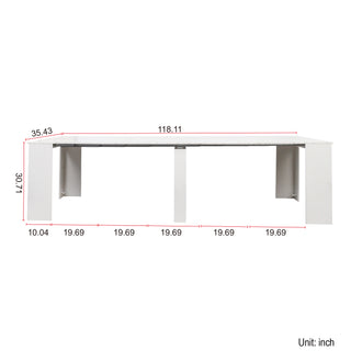 Sunvega Modern Extendable Dining Table with Storage for Kitchen Living Room