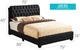 Sunvega Modern Black King-Sized Bed with Timeless Design for Bedroom