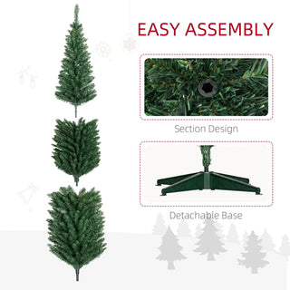 Sunvega Pencil Artificial Xmas Tree with Faux Snow Flocked Full Branch Tips Flame-retardant