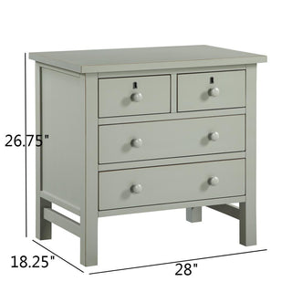Sunvega Antique White Nightstand with 4 Drawers and Faux Keyhole Accents