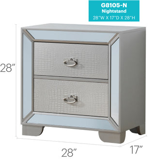Sunvega Silver Champagne Finish Modern Bedside Table with Compact Storage Design