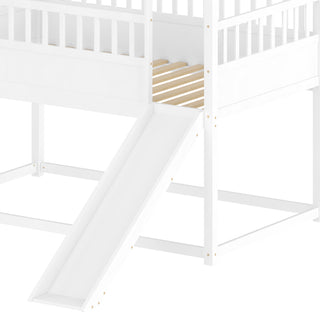 Sunvega House Bunk Bed with Convertible Slide and Ladder for Child Safety