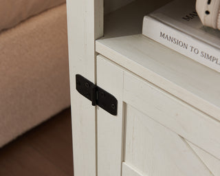 Sunvega Farmhouse Nightstand with Barn Door and Storage for Bedroom or Office