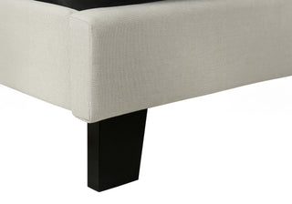 Sunvega Beige Linen Look Upholstered Queen Bed Frame with Button Tufted Headboard