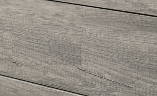 Sunvega Queen Size Platform Bed with Clean-lined Headboard in Gray Wood Grain Finish