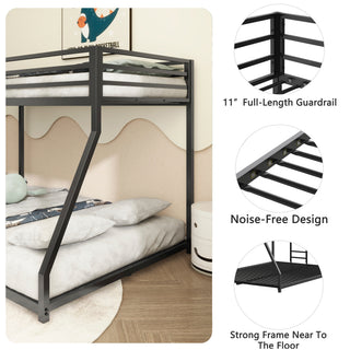 Sunvega Twin over Full Metal Bunk Bed with Ladder and Guardrails for Kids and Adults