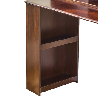 Sunvega Walnut Makeup Vanity Desk with Adjustable Lighted Mirror and Ample Storage