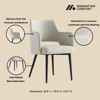 Sunvega Modern Dining Arm Chair with Leatherette Upholstery and Steel Frame