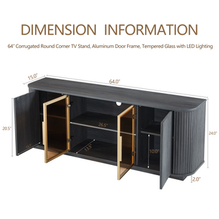 Sunvega Modern Wavy TV Stand Rounded Corner Cabinet for Living Room Storage