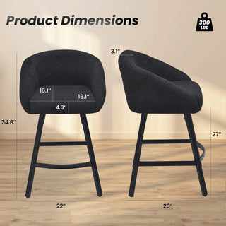 Sunvega Upholstered Bar Stool with Soft Backrest and Armrest for Kitchen Island