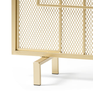 Sunvega Contemporary Iron Fireplace Screen with Diamond Mesh Single Panel Design