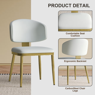 Sunvega Modern PU Leather Dining Chairs Set of 2 with Metal Frame for Kitchen Dining Room
