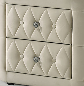 Sunvega Modern Oval Nightstand with Tufted Upholstery and Two Fabric Storage Drawers