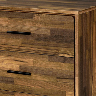Sunvega Walnut Finish Dresser with Six Spacious Drawers and Storage Headboard