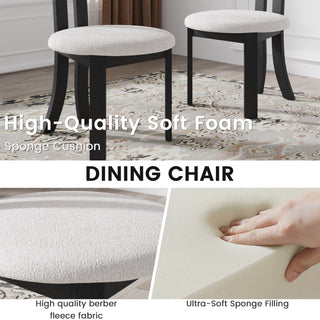 Sunvega Rubber Wood Dining Chair with Plush Cashmere Fabric and Circular Backrest