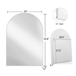 Sunvega Modern White Metal Framed Recessed Medicine Cabinet with Mirror and Storage