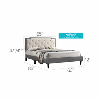 Sunvega Stylish Casual Gray Queen Bed Frame with Durable Support