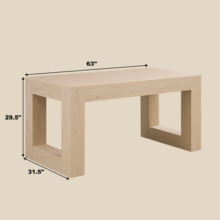 Sunvega Farmhouse Rectangular Dining Table for 4-6 People with Sturdy Wood Legs