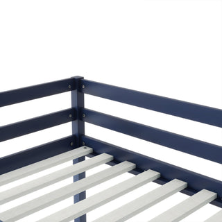 Sunvega Espresso Rubber Wood Low Height Loft Bed with Ladder for Bedroom