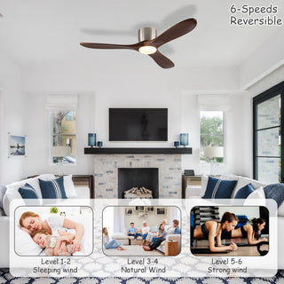 Sunvega 52-inch Flush Mount Ceiling Fan with Light and Remote Control