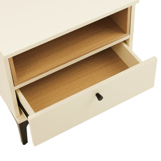 Sunvega Modern Light Oak Nightstand with Drawer and Shelf for Bedroom