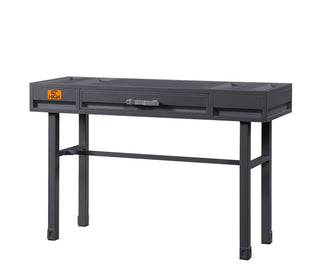 Sunvega Modern Industrial Cargo White Vanity Desk with Functional Storage Drawer