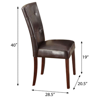 Sunvega Espresso Faux Leather and Walnut Finish Tufted Back Dining Chairs