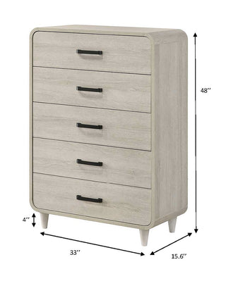 Sunvega Contemporary Antique White Nightstand with Two Drawers and Rounded Edges