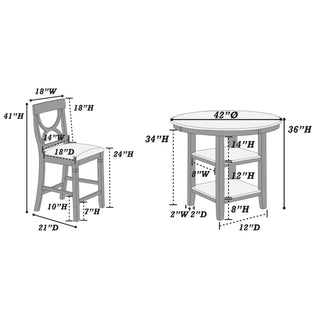 Sunvega Counter Height Dining Set with Round Table and Four Padded Chairs