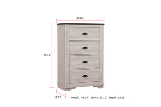 Sunvega Contemporary Gray Wooden Nightstand with Two Drawers and Metal Hardware