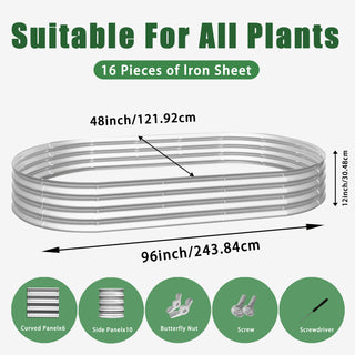 Sunvega 6x3x1ft Galvanized Metal Raised Garden Bed Kit for Outdoor Vegetables Flowers Herbs
