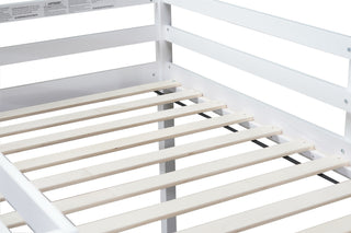 Sunvega Espresso Rubber Wood Low Height Loft Bed with Ladder for Bedroom