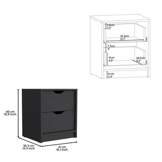 Sunvega White Double Drawer Nightstand with Large Top Surface and Spacious Storage