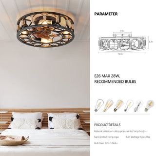 Sunvega Farmhouse Modern Caged Ceiling Fan with Lights Remote Control and 6 Speeds