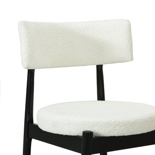 Sunvega Mid Century Modern Dining Chairs with Upholstered Boucle Seat and Rubber Wood Frame