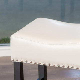 Sunvega Set of 2 Beige Backless Fabric Counter Height Barstools with Padded Seats
