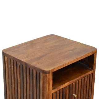 Sunvega Retro Modern Solid Mango Wood Nightstand with Chestnut Finish