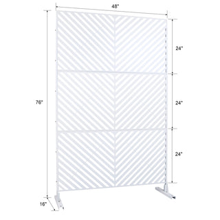 Sunvega 76H x 48W Freestanding Metal Privacy Screen Panel for Deck Balcony Patio